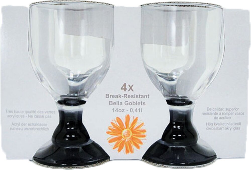 Vinglass Bella Goblet Svart 4 stk