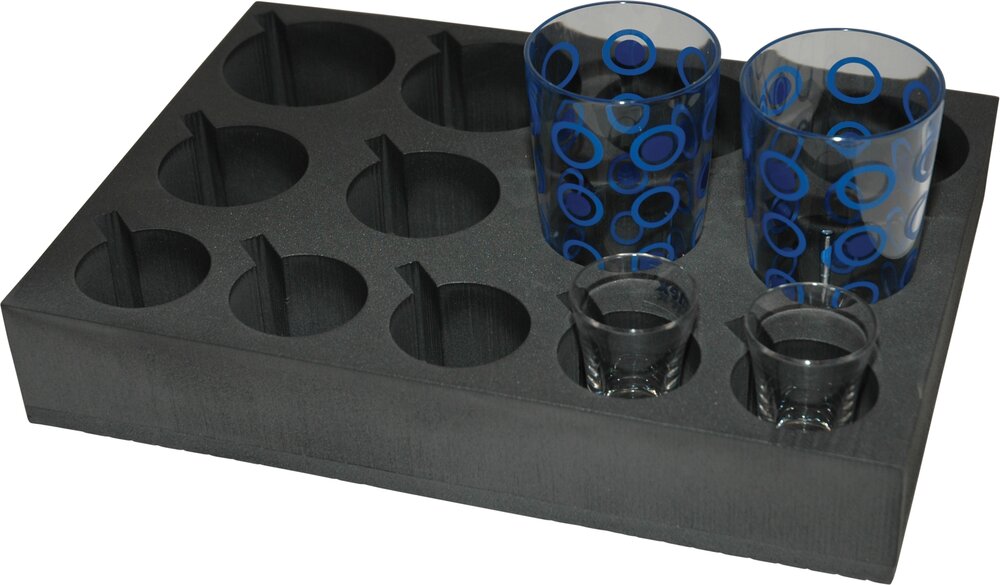 Holder glass 33x24,5x6 cm. Produsert av skum