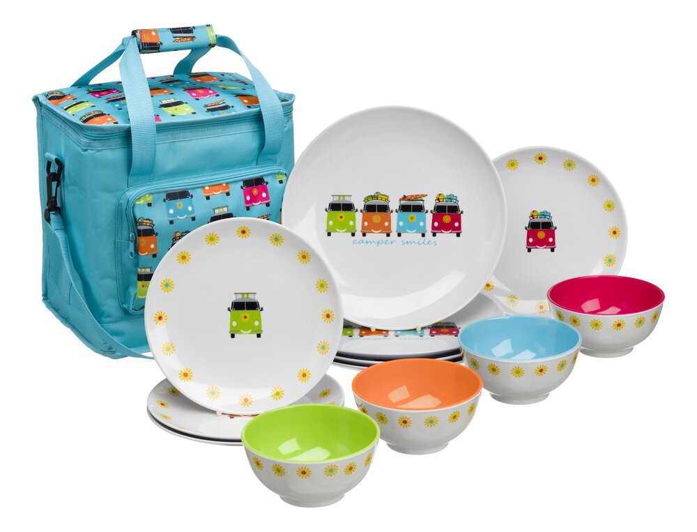 Servise Camper Smiles m/ kjølebag Flerfarget 12 deler