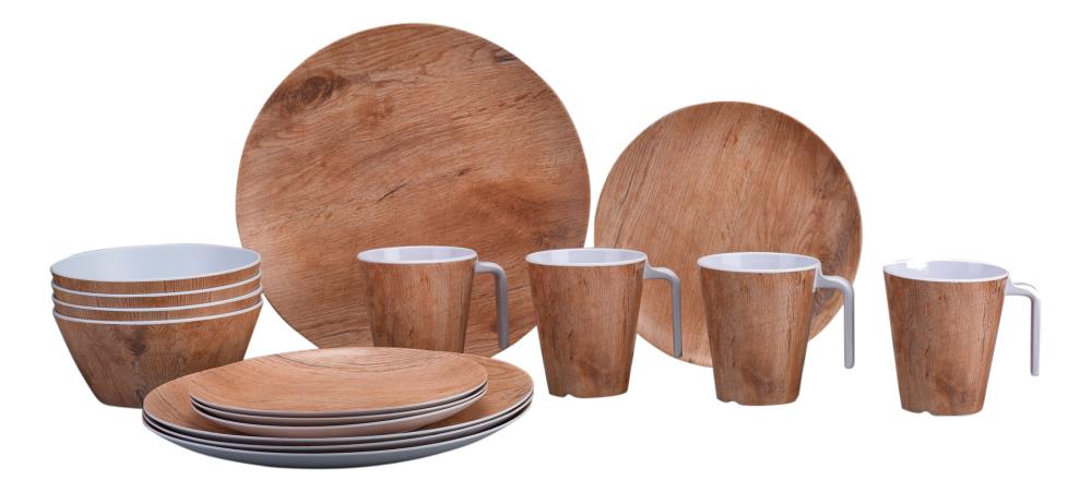 Servise Nature Line Teak Brun Melamin 16 deler