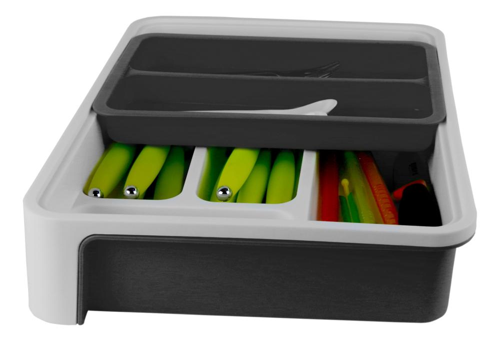 Bestikkskuffe hvit/grå