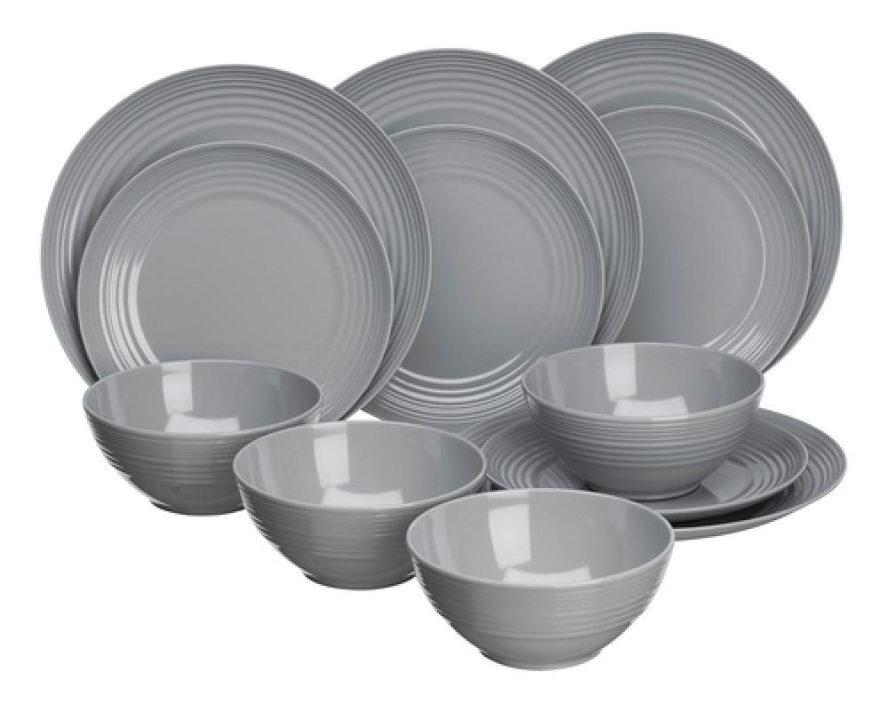 Servise Cool Grey Melamin Antiskli 12 deler