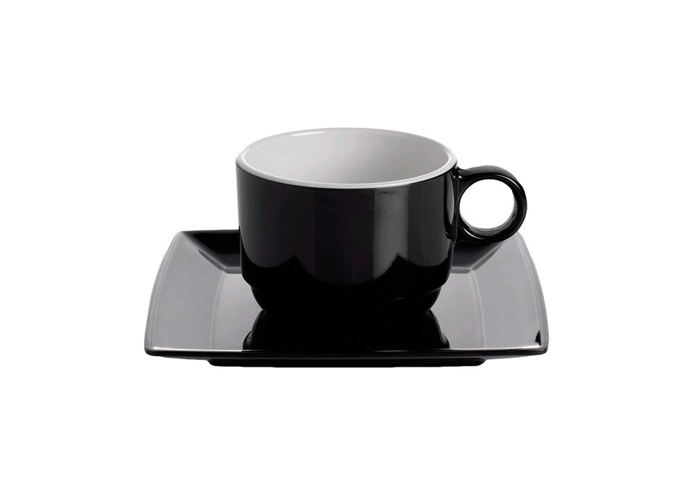 Quadrato Black & White kaffekopp m/ fat

