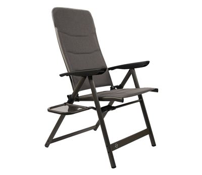 Campingstol Isfjorden Mørk grå polstret m/sidebord