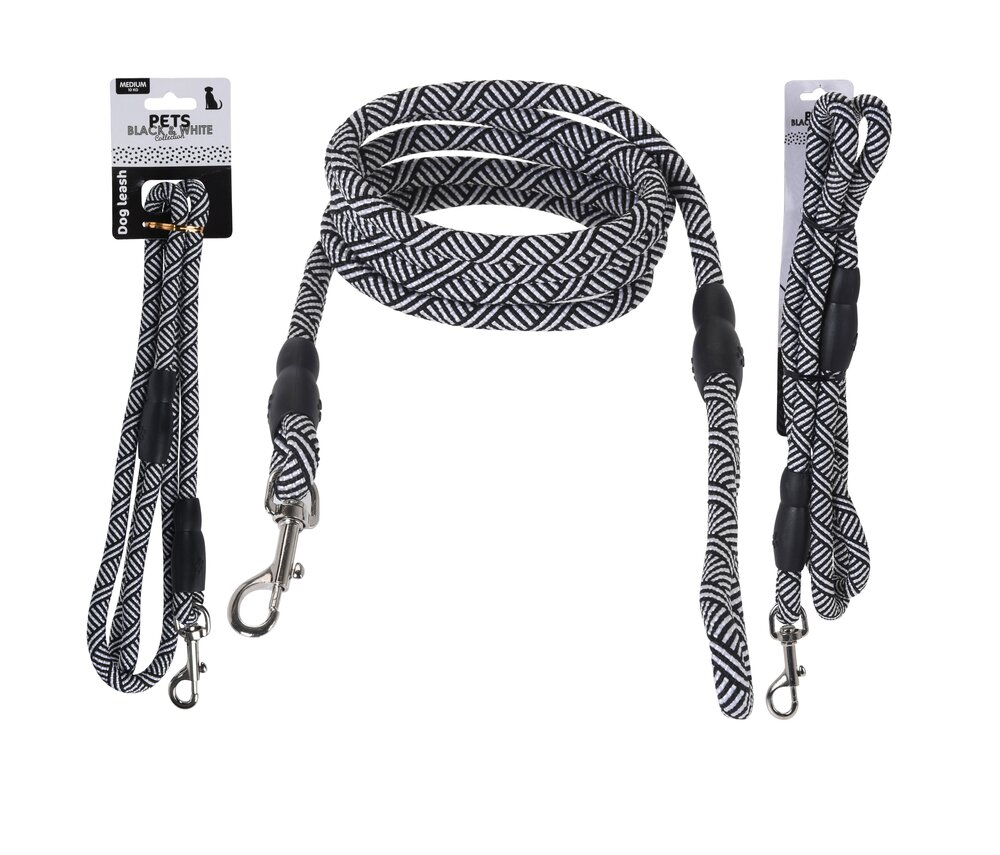 Hundebånd 130 cm Svart &amp; hvit