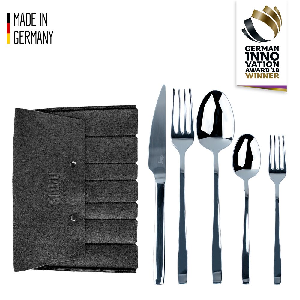 Bestikksett Travel Cutlery rustfritt stål 5 deler Silwy