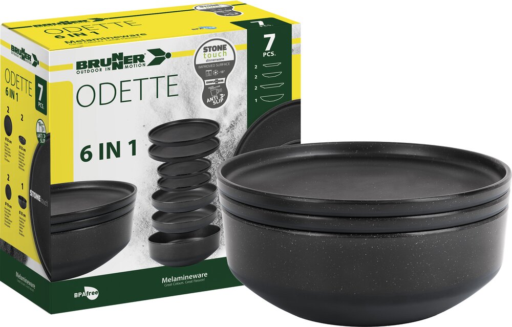 Servise Odette Dobbel Melamin 7 deler svart