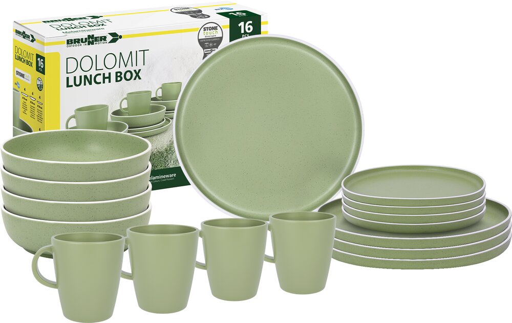 Servise Lunch Box Dolomit Melamine 16 deler grønn