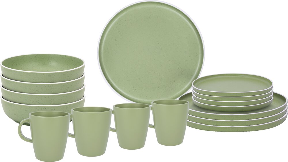 Servise Lunch Box Dolomit Melamine 16 deler grønn