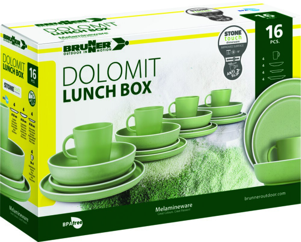 Servise Lunch Box Dolomit Melamine 16 deler grønn