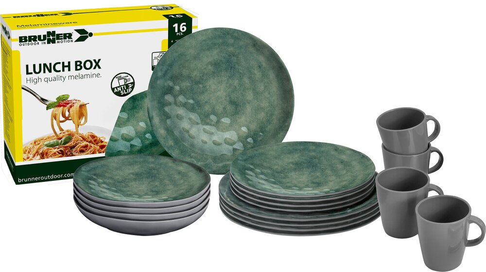 Servise Lunch Box Venetian Melamin 16 deler sjøgrønn